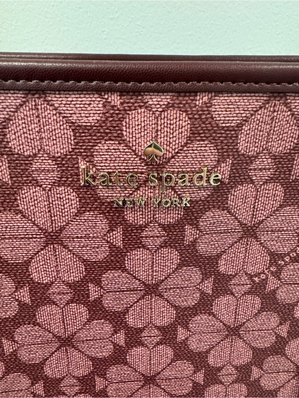 kate spade Pink Floral Jacquard Tote with Burgundy Trim - Picture 2 of 6